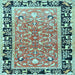 Square Machine Washable Animal Light Blue Traditional Rug, wshtr1204lblu