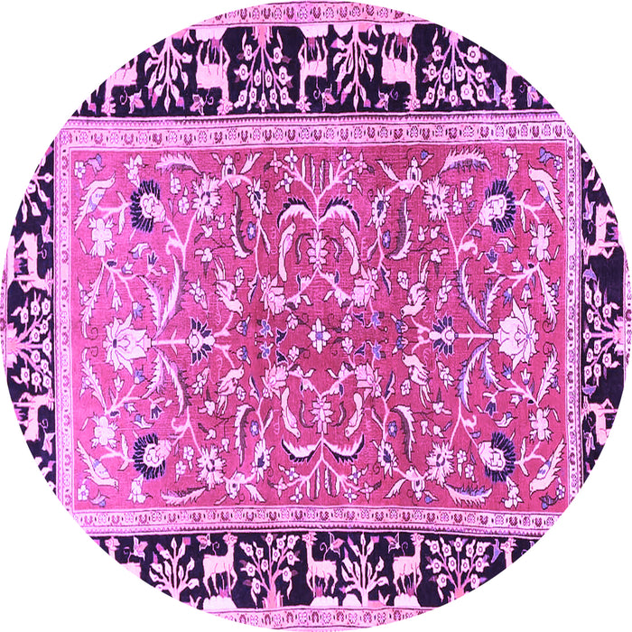 Round Animal Purple Traditional Rug, tr1204pur