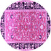 Round Animal Purple Traditional Rug, tr1204pur