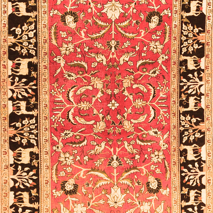 Serging Thickness of Machine Washable Animal Orange Traditional Area Rugs, wshtr1204org