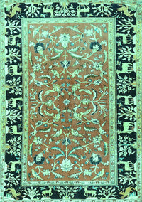 Animal Turquoise Traditional Rug, tr1204turq