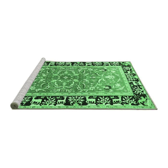 Sideview of Machine Washable Animal Emerald Green Traditional Area Rugs, wshtr1204emgrn