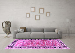 Machine Washable Animal Purple Traditional Area Rugs in a Living Room, wshtr1204pur