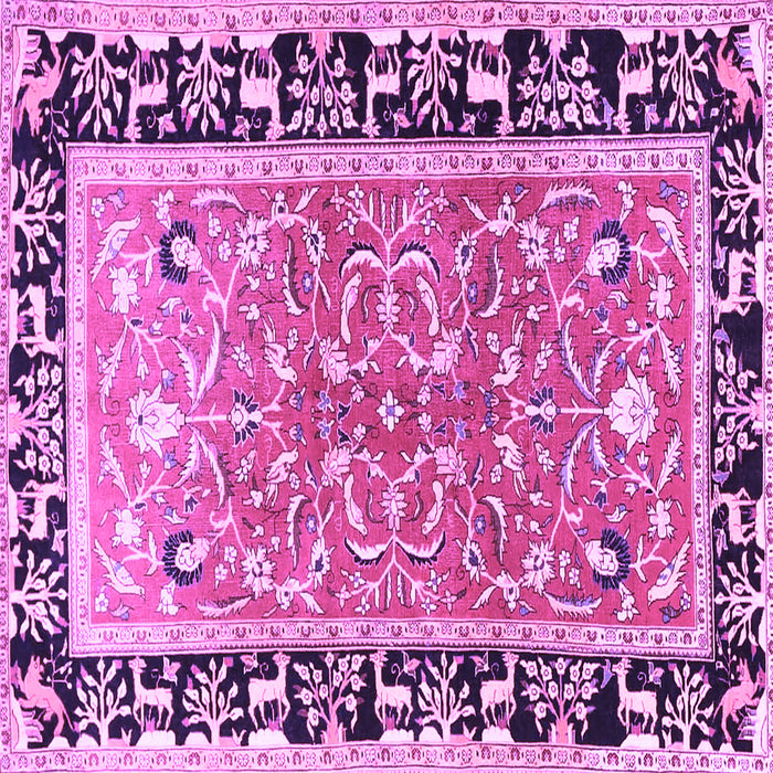 Square Machine Washable Animal Purple Traditional Area Rugs, wshtr1204pur