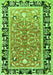 Serging Thickness of Machine Washable Animal Green Traditional Area Rugs, wshtr1204grn