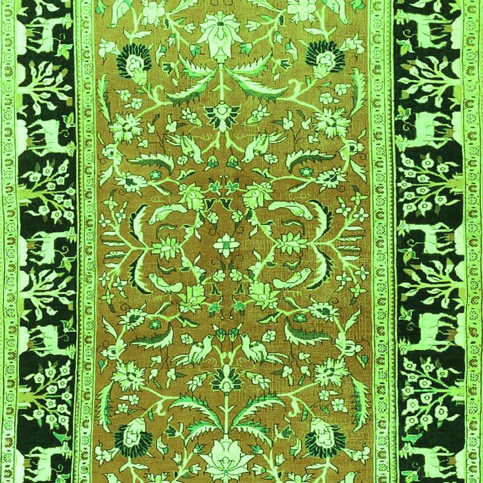 Serging Thickness of Machine Washable Animal Green Traditional Area Rugs, wshtr1204grn