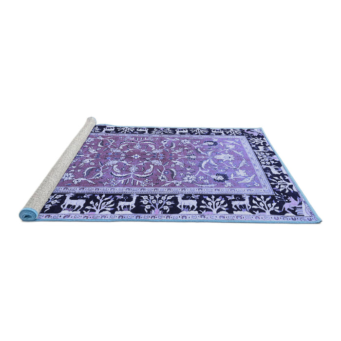 Sideview of Machine Washable Animal Blue Traditional Rug, wshtr1204blu