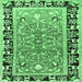 Square Animal Emerald Green Traditional Rug, tr1204emgrn