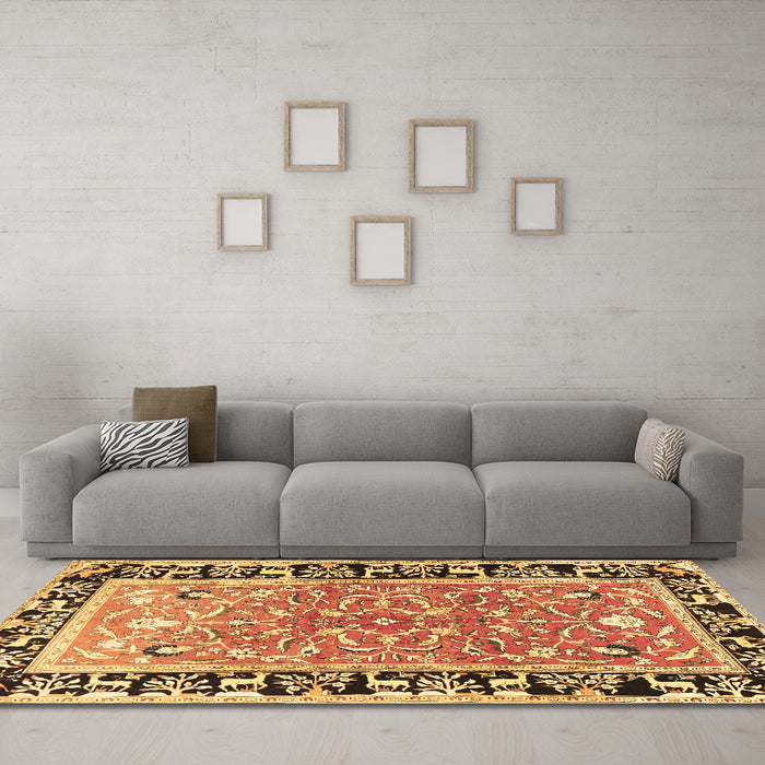 Machine Washable Animal Brown Traditional Rug in a Living Room,, wshtr1204brn