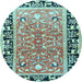 Round Animal Light Blue Traditional Rug, tr1204lblu