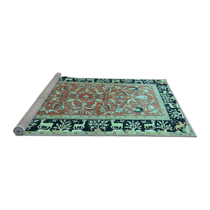Sideview of Machine Washable Animal Light Blue Traditional Rug, wshtr1204lblu