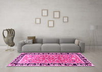 Machine Washable Animal Pink Traditional Rug, wshtr1204pnk