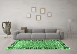 Machine Washable Animal Emerald Green Traditional Area Rugs in a Living Room,, wshtr1204emgrn