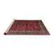 Sideview of Machine Washable Traditional Dark Gold Brown Rug, wshtr1205