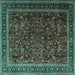 Square Machine Washable Persian Turquoise Traditional Area Rugs, wshtr1205turq