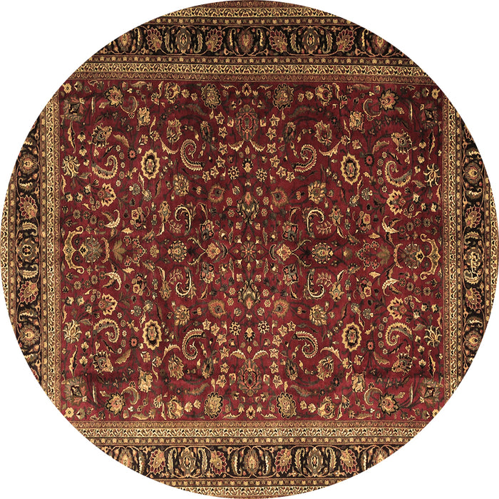 Round Persian Brown Traditional Rug, tr1205brn
