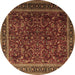 Round Persian Brown Traditional Rug, tr1205brn