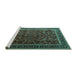 Sideview of Machine Washable Persian Turquoise Traditional Area Rugs, wshtr1205turq