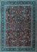 Machine Washable Persian Light Blue Traditional Rug, wshtr1205lblu