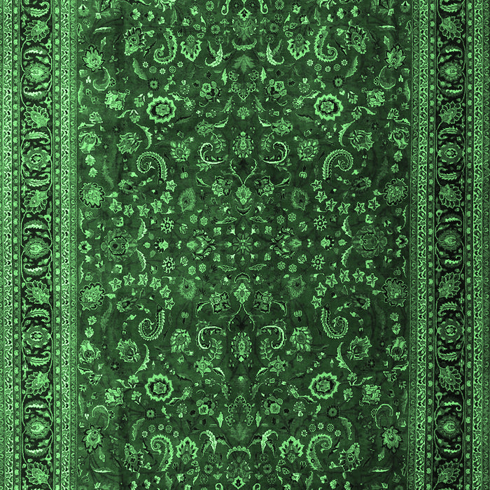 Machine Washable Persian Emerald Green Traditional Area Rugs, wshtr1205emgrn