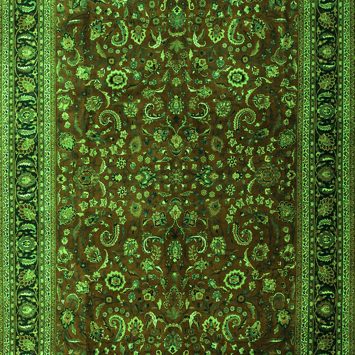 Serging Thickness of Machine Washable Persian Green Traditional Area Rugs, wshtr1205grn