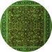 Square Persian Green Traditional Rug, tr1205grn
