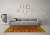 Machine Washable Persian Yellow Traditional Rug, wshtr1205yw