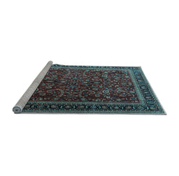 Sideview of Machine Washable Persian Light Blue Traditional Rug, wshtr1205lblu