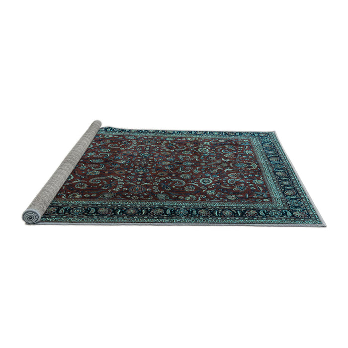 Sideview of Machine Washable Persian Light Blue Traditional Rug, wshtr1205lblu