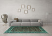 Machine Washable Persian Turquoise Traditional Area Rugs in a Living Room,, wshtr1205turq