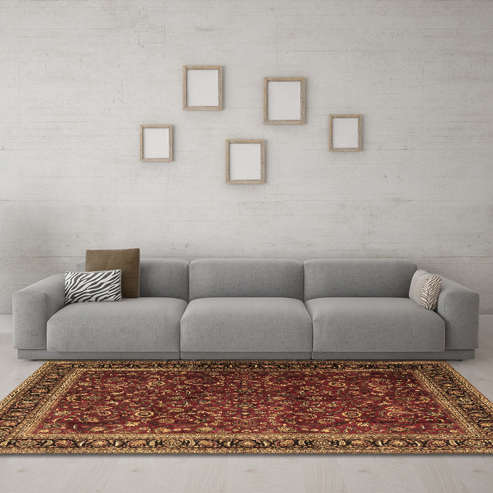 Machine Washable Persian Brown Traditional Rug in a Living Room,, wshtr1205brn
