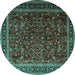 Round Machine Washable Persian Turquoise Traditional Area Rugs, wshtr1205turq