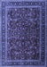 Machine Washable Persian Blue Traditional Rug, wshtr1205blu