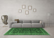 Machine Washable Persian Emerald Green Traditional Area Rugs in a Living Room,, wshtr1205emgrn