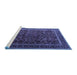 Sideview of Machine Washable Persian Blue Traditional Rug, wshtr1205blu