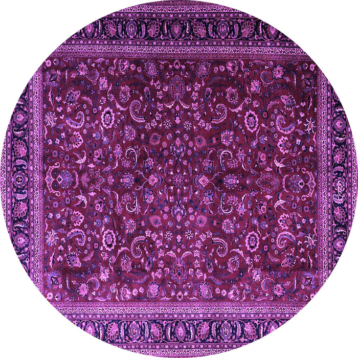 Round Persian Purple Traditional Rug, tr1205pur