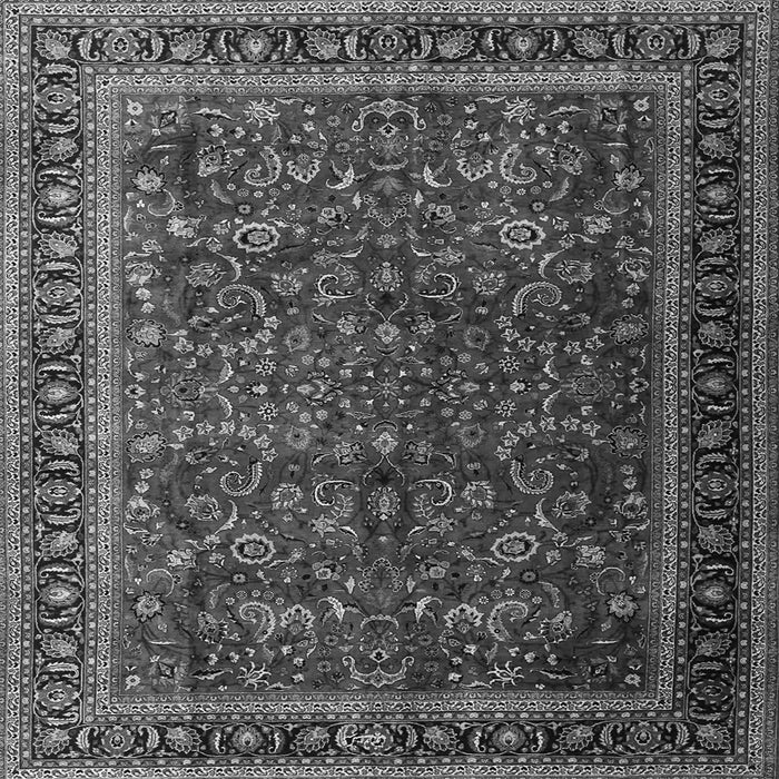 Round Machine Washable Persian Gray Traditional Rug, wshtr1205gry