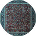 Round Machine Washable Persian Light Blue Traditional Rug, wshtr1205lblu