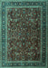 Machine Washable Persian Turquoise Traditional Area Rugs, wshtr1205turq