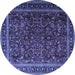 Round Machine Washable Persian Blue Traditional Rug, wshtr1205blu