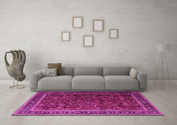 Machine Washable Persian Pink Traditional Rug in a Living Room, wshtr1205pnk