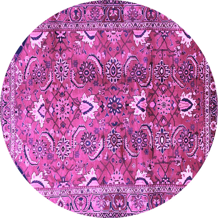 Round Persian Purple Traditional Rug, tr1206pur