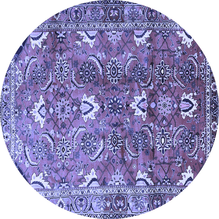Round Persian Blue Traditional Rug, tr1206blu