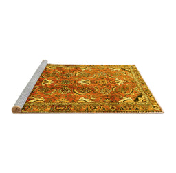 Sideview of Machine Washable Persian Yellow Traditional Rug, wshtr1206yw