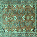 Square Machine Washable Persian Turquoise Traditional Area Rugs, wshtr1206turq