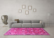 Machine Washable Persian Pink Traditional Rug in a Living Room, wshtr1206pnk