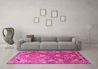 Machine Washable Persian Pink Traditional Rug, wshtr1206pnk