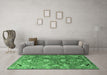 Machine Washable Persian Emerald Green Traditional Area Rugs in a Living Room,, wshtr1206emgrn