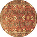 Round Persian Brown Traditional Rug, tr1206brn