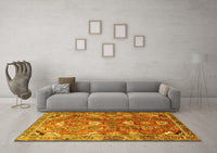 Machine Washable Persian Yellow Traditional Rug, wshtr1206yw